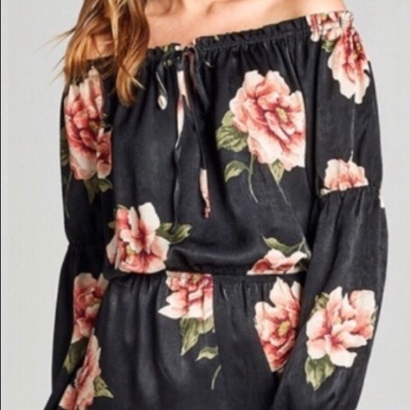 WILA Pants - Black Floral satin Romper!!